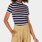 Hippie Rose Junior's Rib Knit Mock Turtleneck Top Navy Size Large