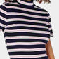 Hippie Rose Junior's Rib Knit Mock Turtleneck Top Navy Size Large