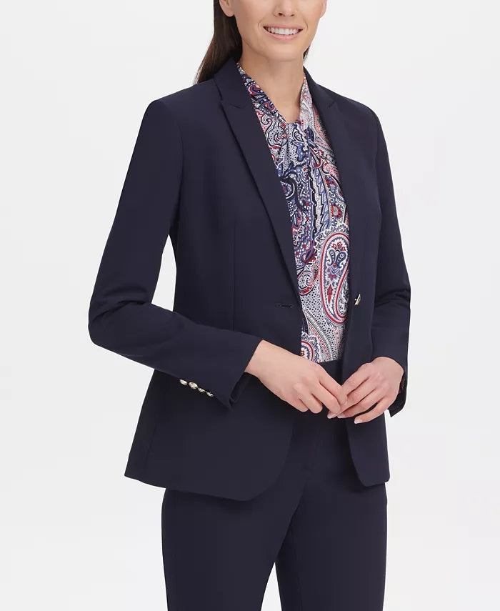 Tommy Hilfiger Women's One Button Blazer Blue Size 10