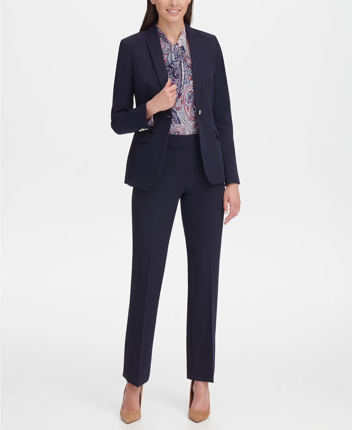 Tommy Hilfiger Women's One Button Blazer Blue Size 10