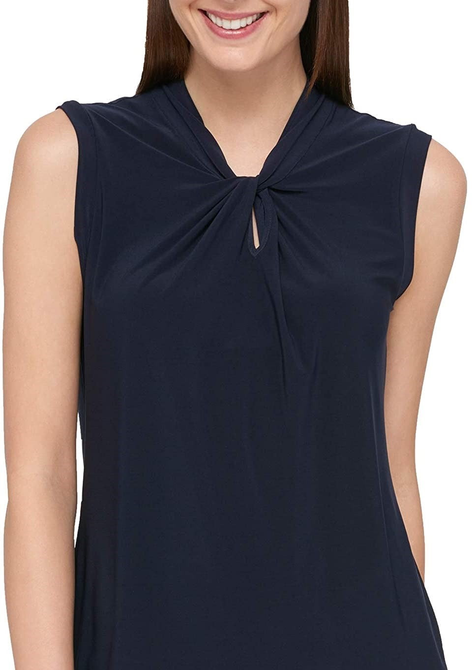 Tommy Hilfiger Women's Knot-Neck Top Blue Size Medium