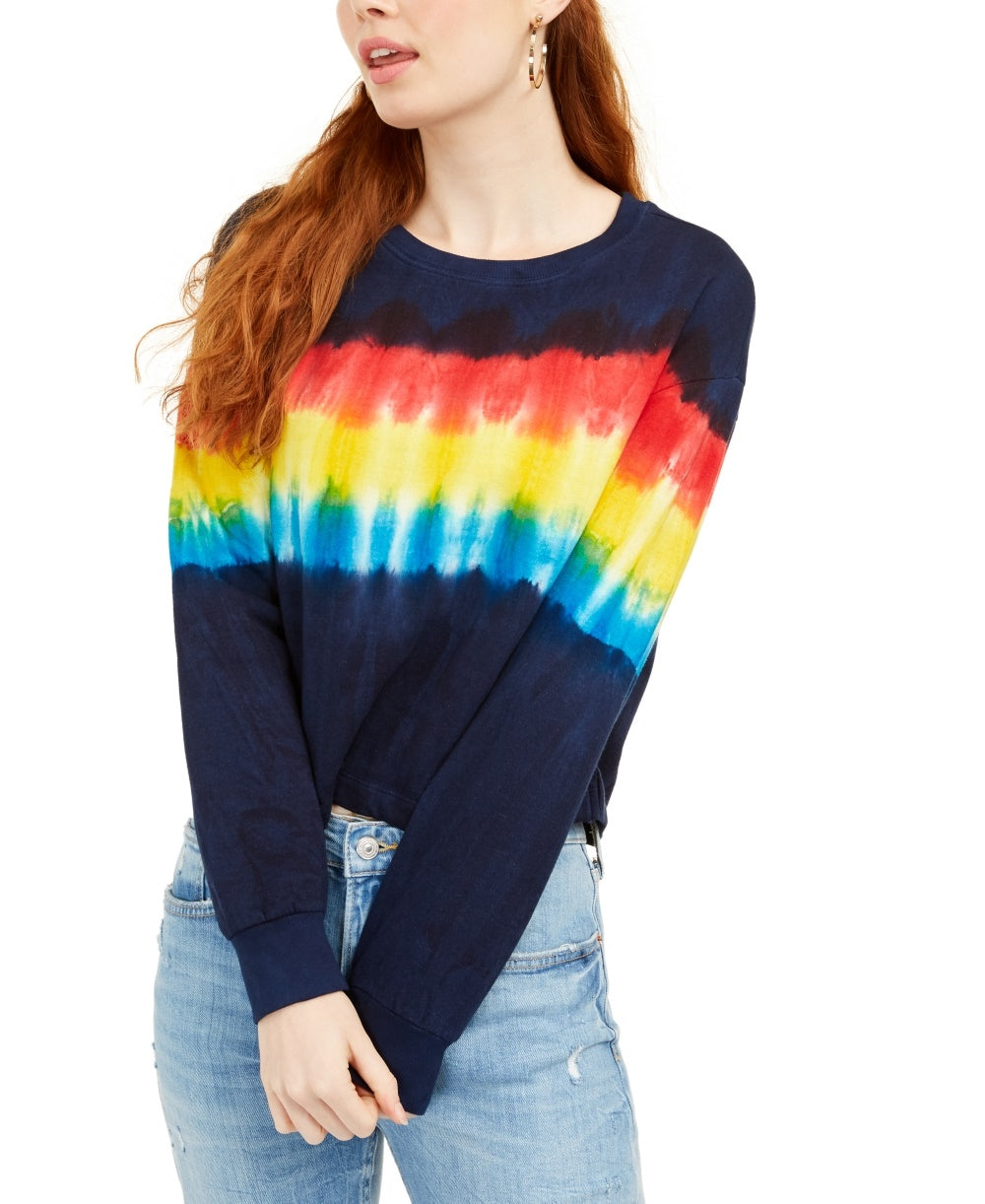 Rebellious One Junior's Tie Dyed Sweatshirt Blue Size Small