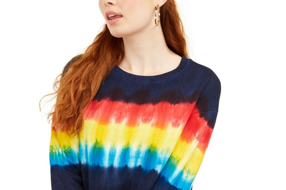 Rebellious One Junior's Tie Dyed Sweatshirt Blue Size Small