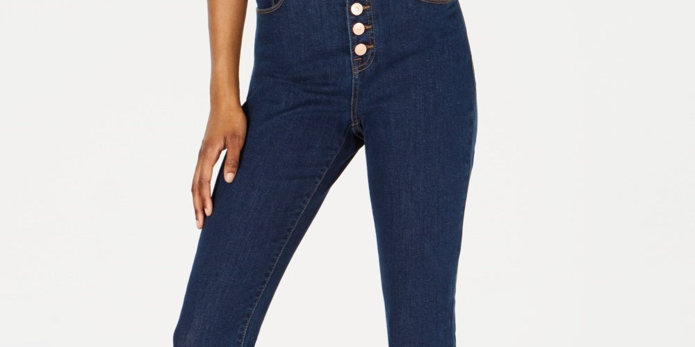 Rewash Junior's High Rise Button Fly Skinny Jeans Blue Size 5