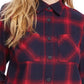 Dickies Women's Cropped Plaid Flannel Button Up Shirt Red Size Large