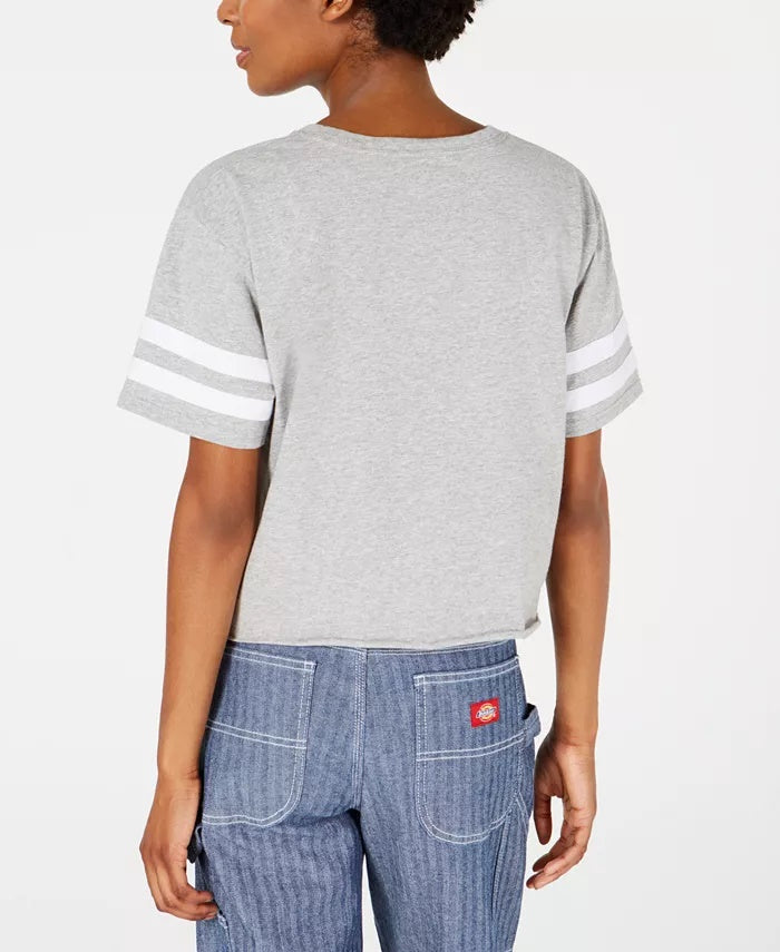 Dickies Women's Cropped Graphic Varsity T-Shirt Gray Size Small