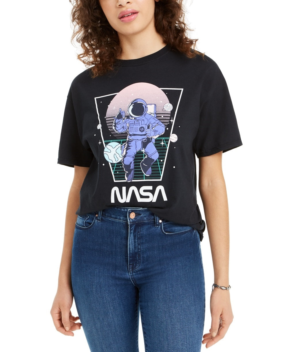 Love Tribe Junior's Cotton Nasa Graphic T-Shirt Black Size Medium