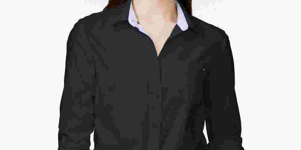 Tommy Hilfiger Women's Cotton Roll Tab Shirt Navy Size Small