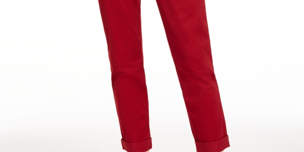 Tommy Hilfiger Women's Cuffed Chino Straight Leg Pants Red Size 2
