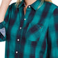Tommy Hilfiger Women's Check-Print Button-Down Shirt Green Size Medium