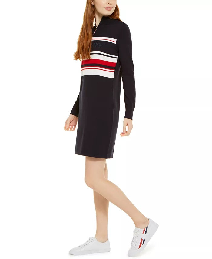 Tommy Hilfiger Women's Quarter-Zip Sweater Dress Blue Size X- Large