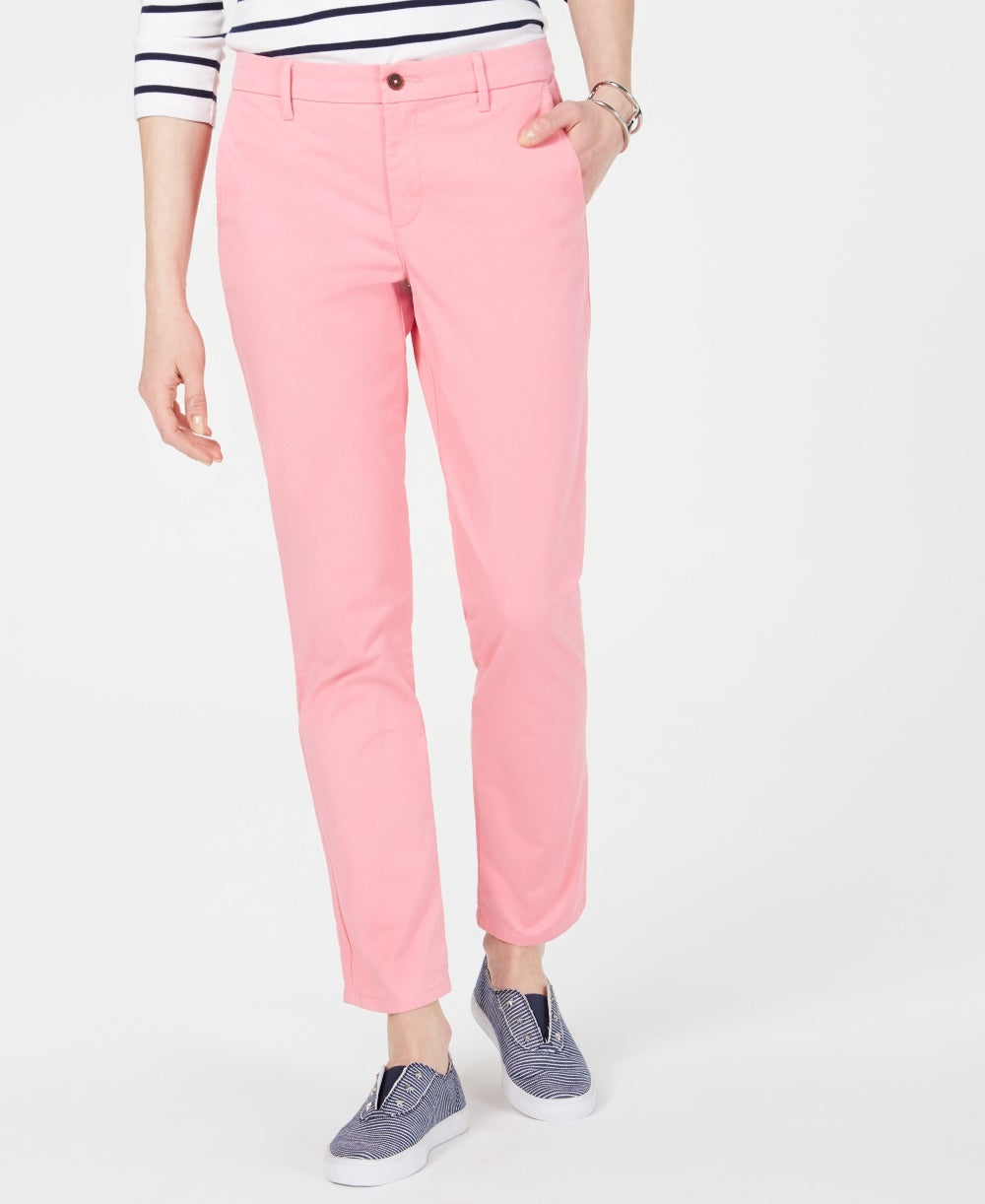 Tommy Hilfiger Women's Hampton Straight Leg Pants Pink Size 12