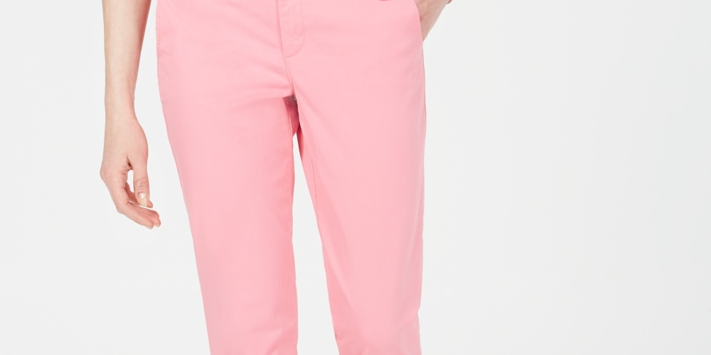 Tommy Hilfiger Women's Hampton Straight Leg Pants Pink Size 12