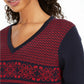Tommy Hilfiger Women's Fair Isle Ivy Cotton Sweater Blue Size Small