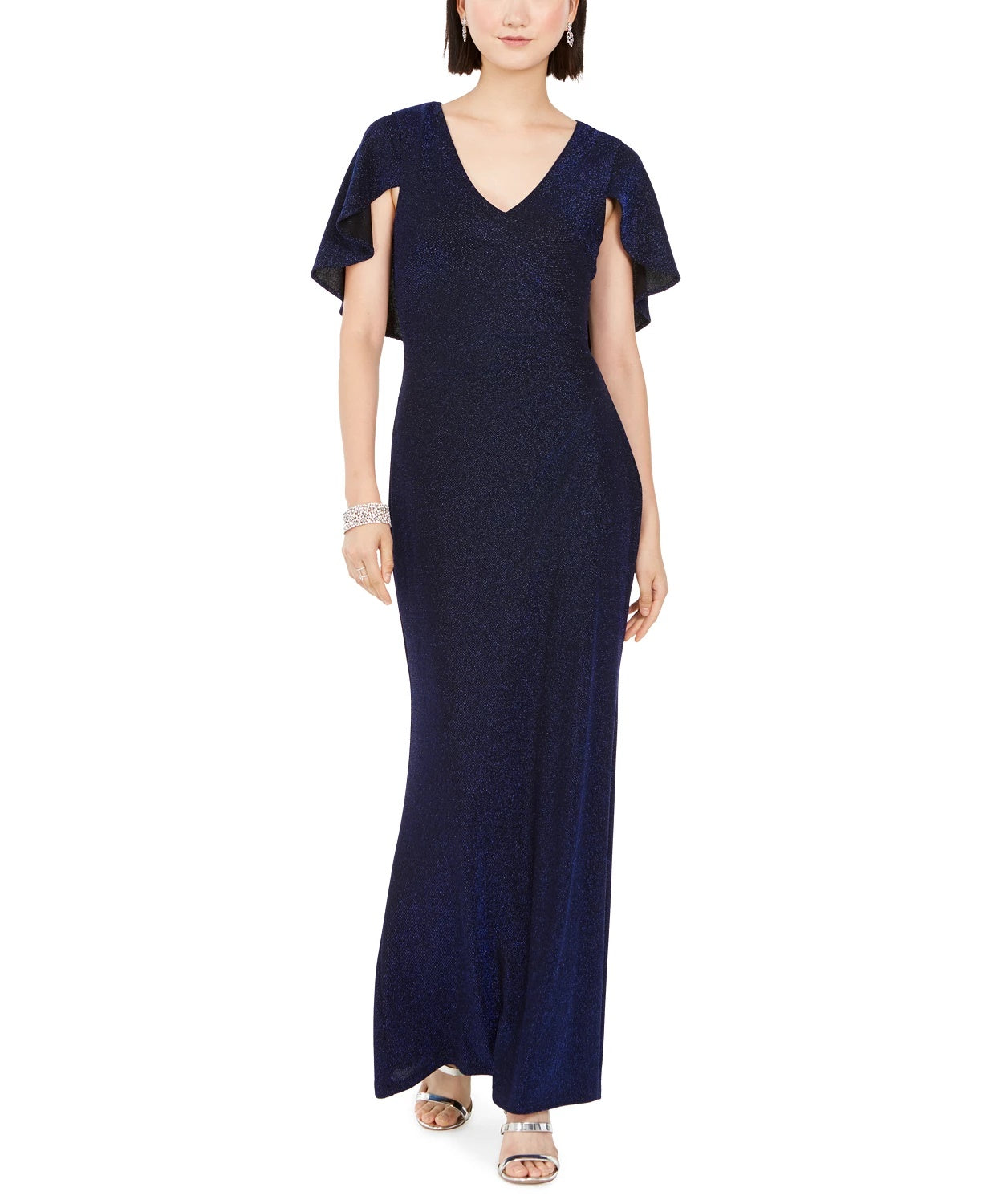Jessica Howard Women's Capelet Gown Charcoal Size 14