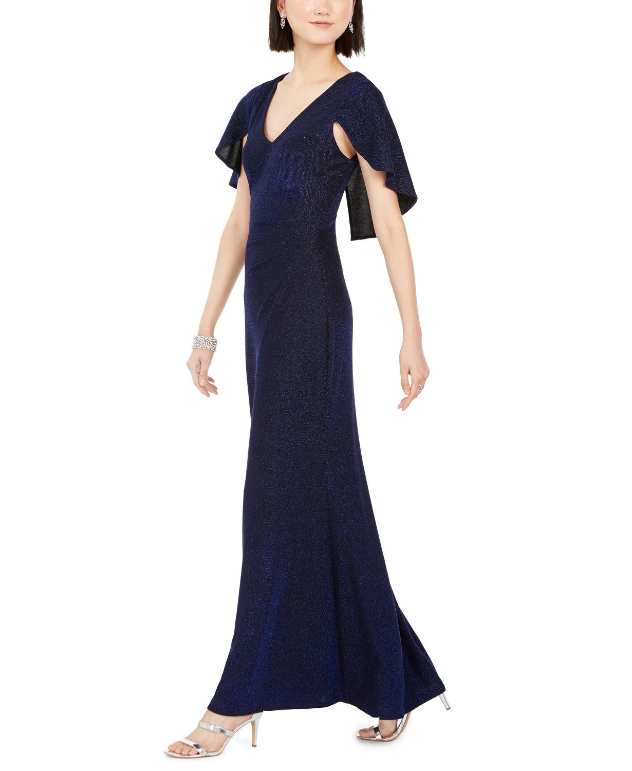 Jessica Howard Women's Capelet Gown Charcoal Size 14