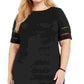 Jessica Howard Women's Black Illusion Trim Short Sleeve Jewel Neck Below The Knee Sheath Wear To Work Dress Black Size 14W