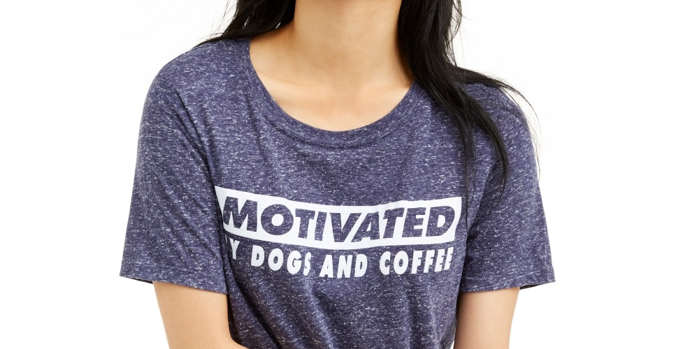 Love Tribe Junior's Dogs & Coffee Graphic T Shirt Blue Size X-Small