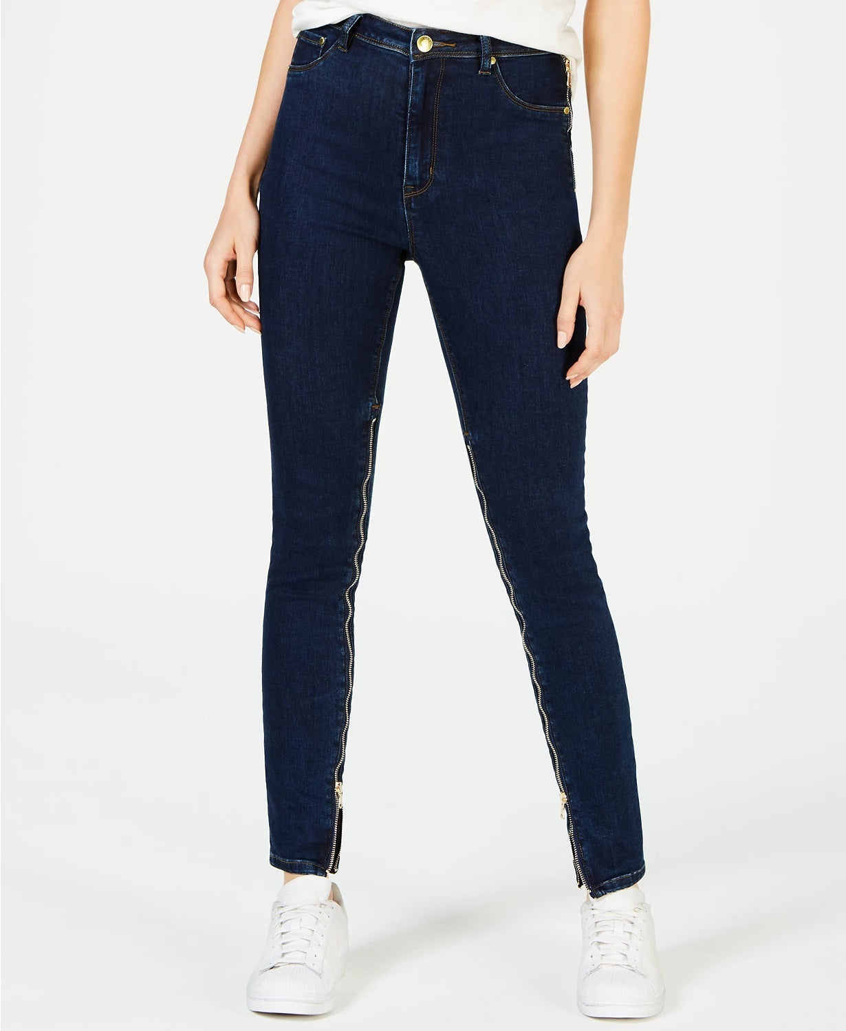 La La Anthony Women's Power-Zip Stiletto High-Rise Skinny Jeans Blue Size 6