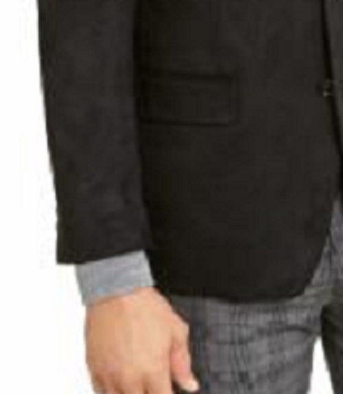 Ralph Lauren Men's Blazer Short Faux-Suede Two-Button Black Size 42