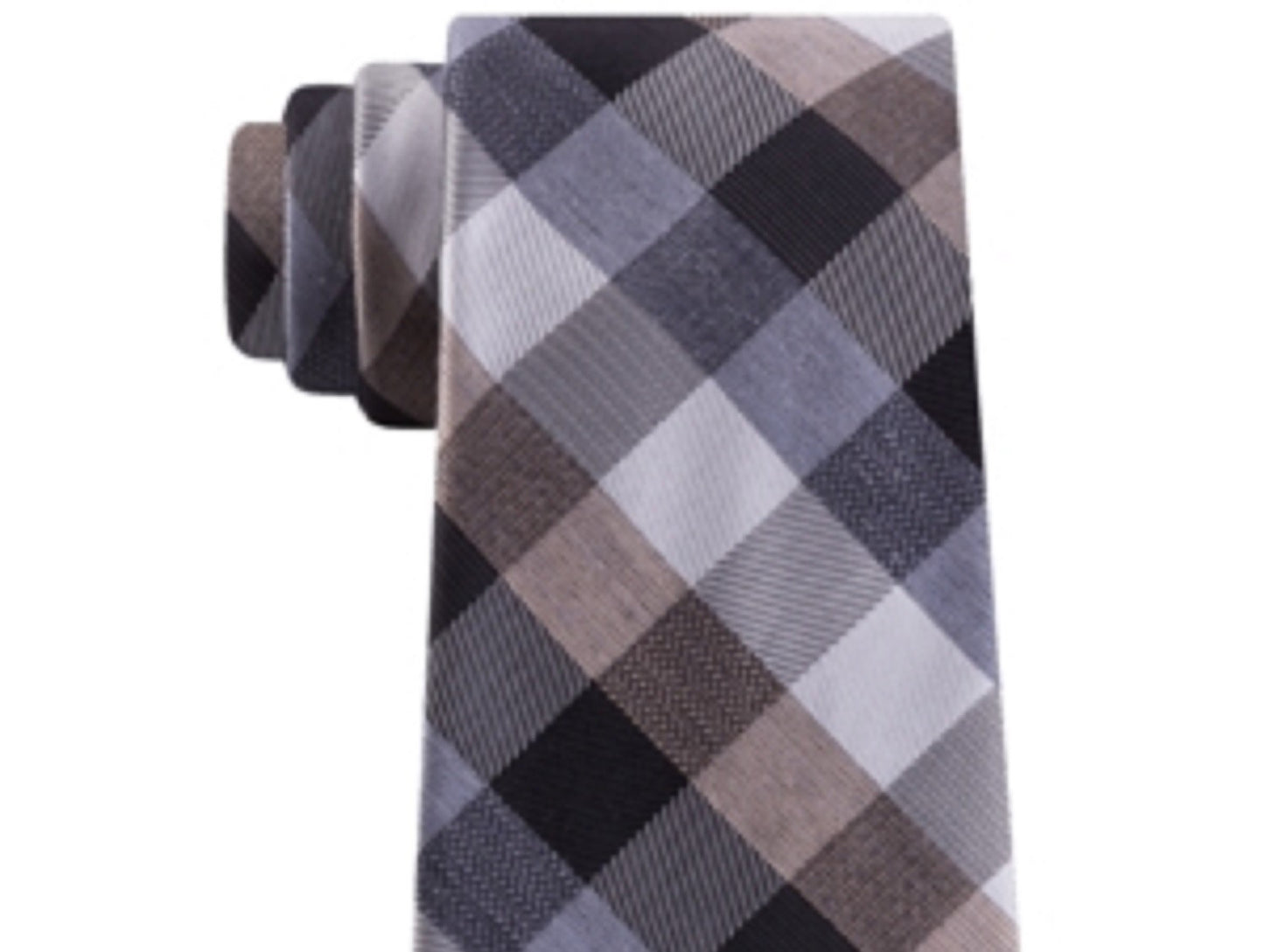 Kenneth Cole Reaction Men's Silk Plaid Neck Tie Beige Size Regular