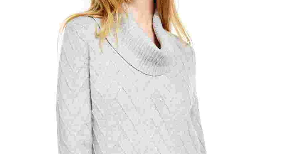 Calvin Klein Women's Chevron Stitch Cowlneck Sweater Yellow Size 6