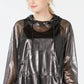 Material Girl Juniors' Metallic Semi-Sheer Windbreaker Black Size Large
