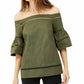 Michael Kors Women's Crochet Eyelet Trim Top Green Size Medium