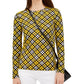 Michael Kors Women's Plaid Long Sleeve Top Yellow Size Small