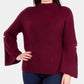 NY Collection Women's Bell-Sleeve Mock-Neck Sweater Wine Size Large