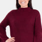 NY Collection Women's Bell-Sleeve Mock-Neck Sweater Wine Size Large