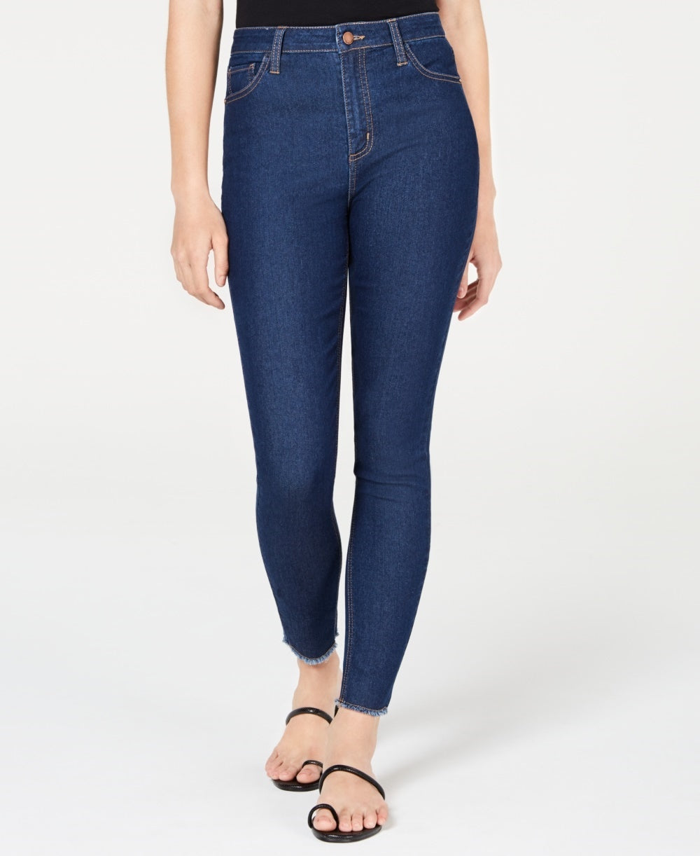 Tinseltown Junior's High Rise Raw Hem Skinny Jeans Navy Size 9