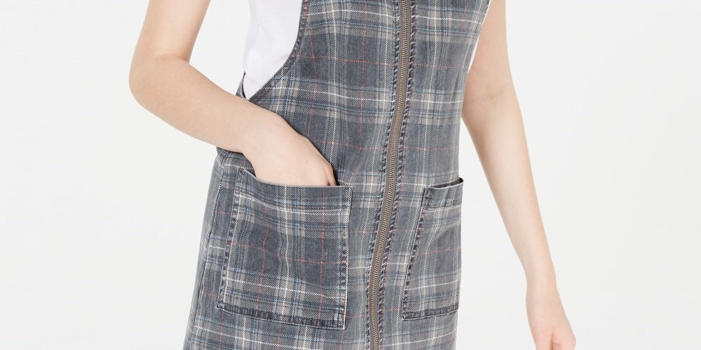 Tinseltown Juniors' Plaid Skirtall Black Size Medium