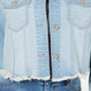 Tinseltown Juniors' Cropped Raw-Edged Denim Jacket Bright Blue Size Small