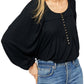 Free People Women's Devin Ribbed Knit Top Black Size Small