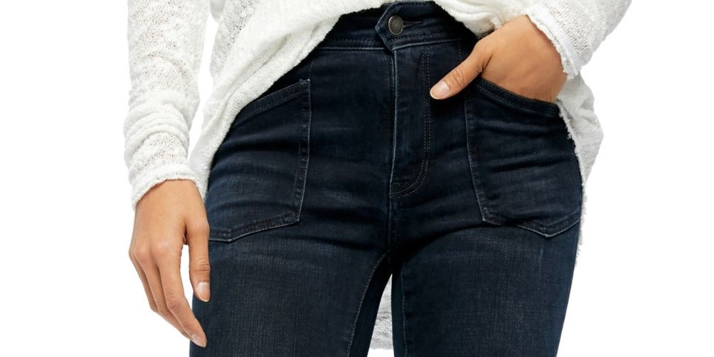 Free People Women's Navy Pocketed Zippered Skinny Jeans Navy Size 30