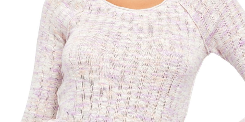 Free People Women's Pink Long Sleeve Scoop Neck Top Pink Size Small