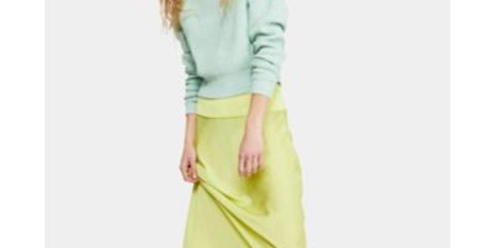 Free People Women's Normani Bias Cut Satin Skirt Green Size 6