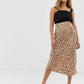 Free People Women's Normani Leopard Print Bias Cut Midi Skirt Brown Size 12