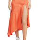 Free People Women's Lola Asymmetrical Slit Skirt Bright Orange Size 6
