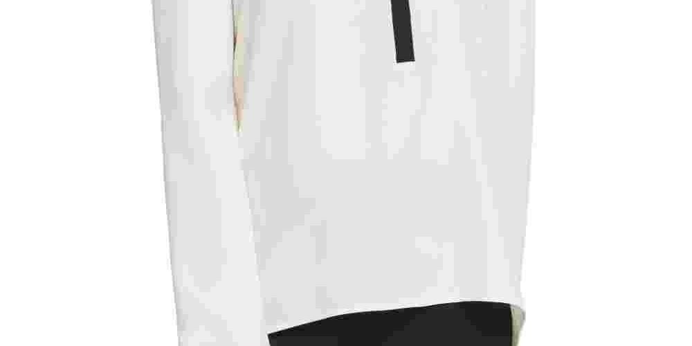 DKNY Women's Contrast-Trim Split-Neck Top White Size Large