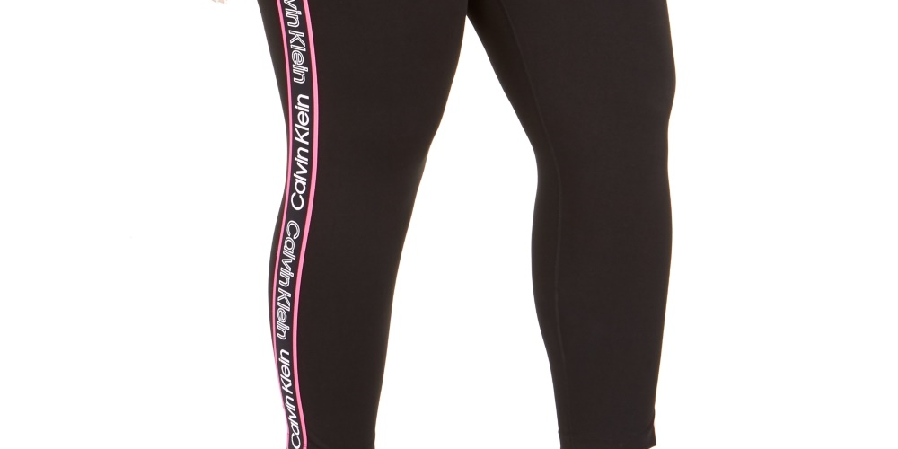 Calvin Klein Women's Logo Side CroPetite Petiteed Leggings Black Size 2X