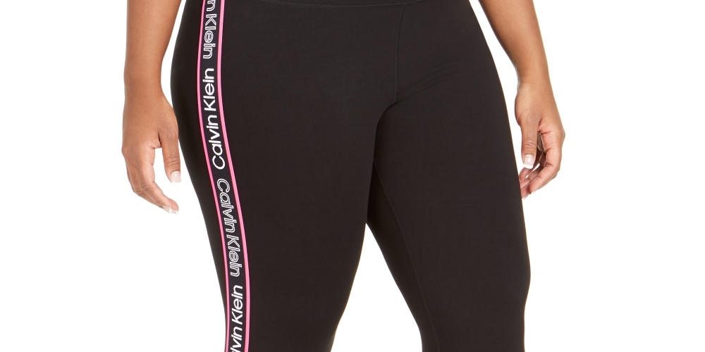 Calvin Klein Women's Logo Side CroPetite Petiteed Leggings Black Size 2X