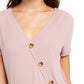 Pink Rose Junior's Side Tie Surplice Top Pink Size Small