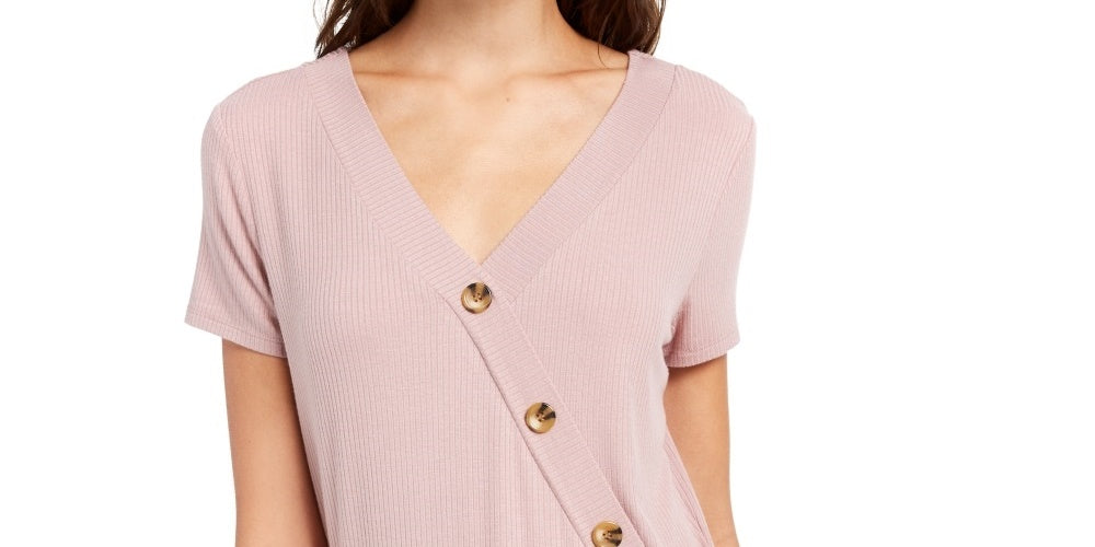 Pink Rose Junior's Side Tie Surplice Top Pink Size Small