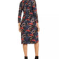 NY Collection Women's Petite Paisley-Print Pleated Dress Black Size X-Large