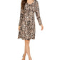 NY Collection Women's Petite Printed Empire-Waist Dress Brown Size Petite Small