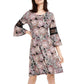 NY Collection Women's Petite Crochet-Trim Bell-Sleeve Dress Black Size Petite Large