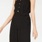 Monteau Women's Square Neck Jumpsuit Black Size Petite-XL