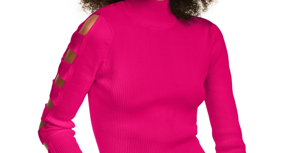 Almost Famous Junior's Lattice Sleeve Sweater Purple Size X-Small